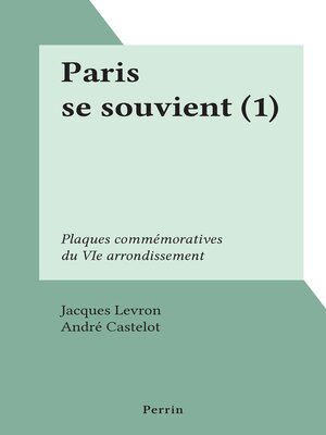 cover image of Paris se souvient (1)
